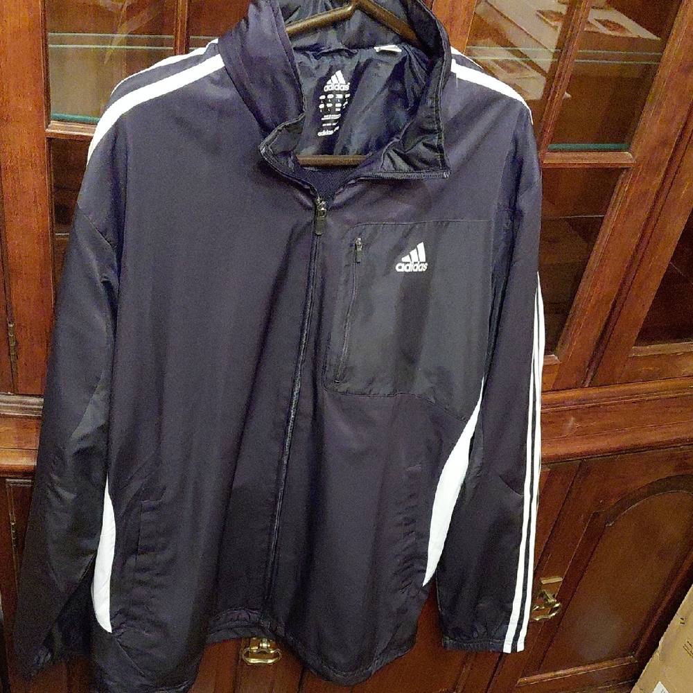 Adidas Men's Black and White Windbreaker